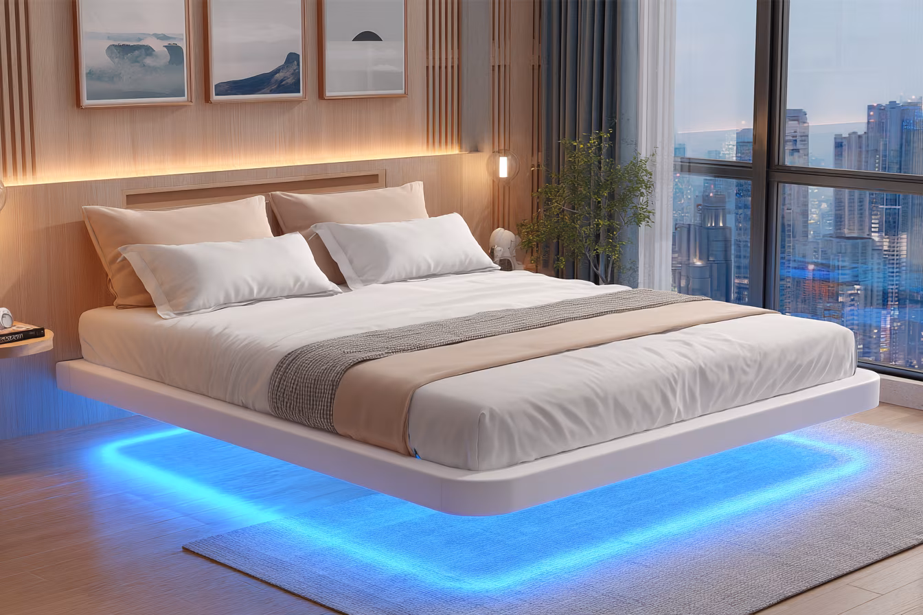Floating Bed Frames with LED lights